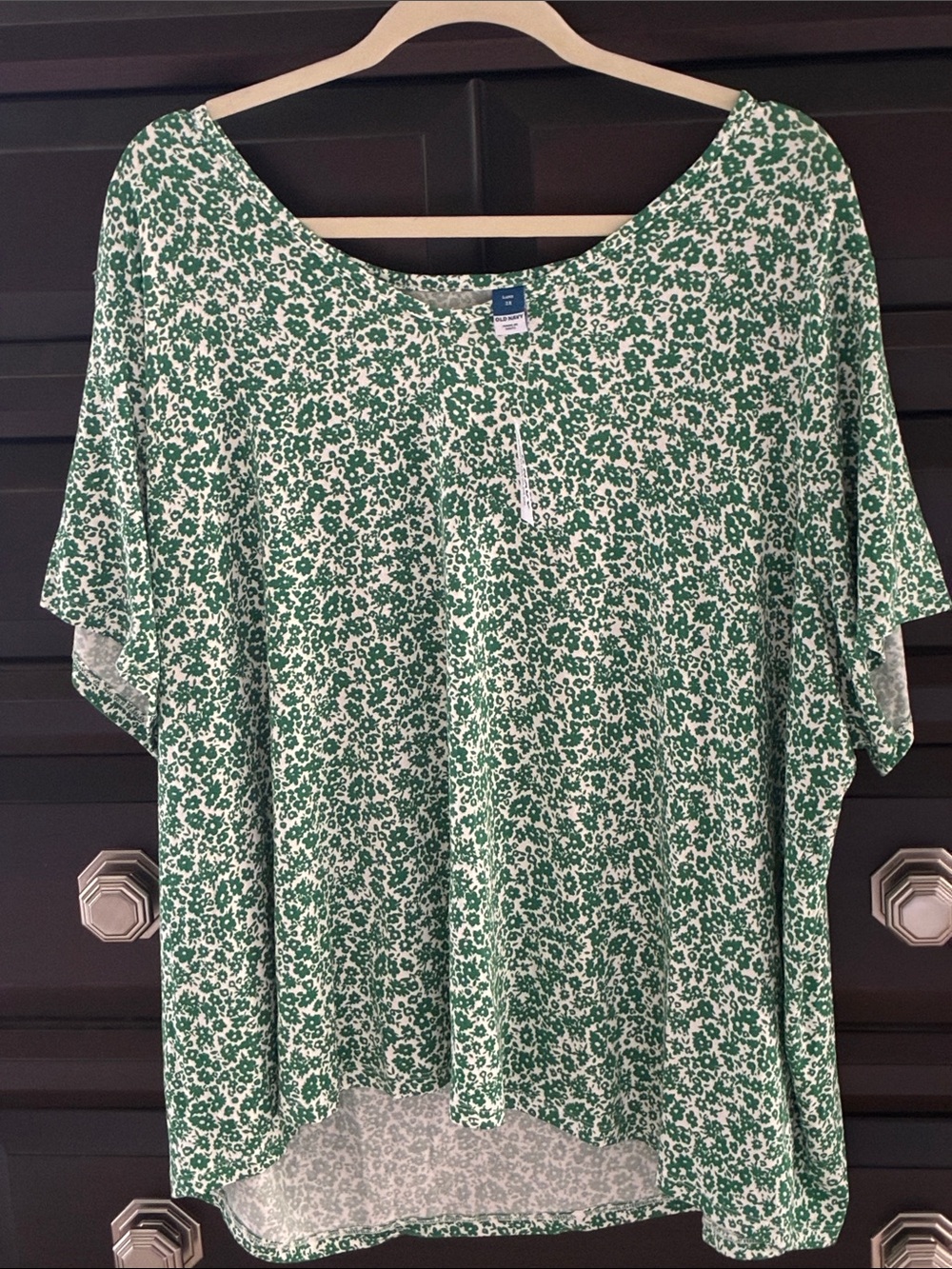 Old Navy Green Floral Scoop Neck Tunic